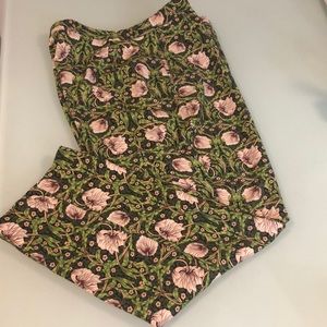 TOPSHOP Floral Green & Pink Ankle Pants, size 12